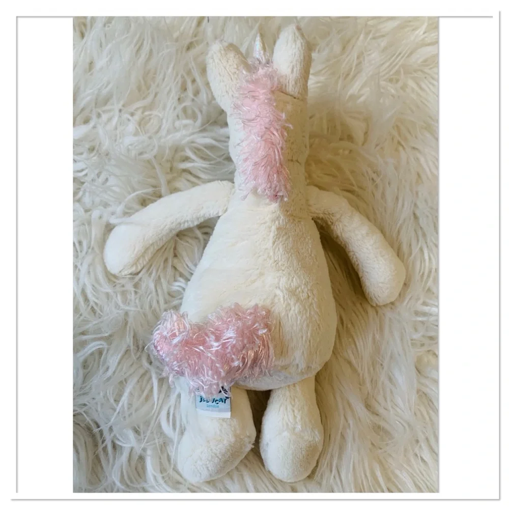 Jellycat London Bashful Unicorn Retired Plush Stuffed Animal Toy Pink White